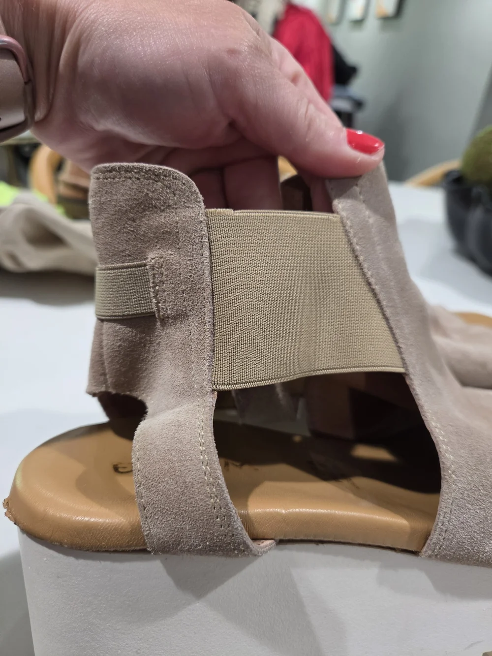 Ethem Vera Pelle Suede Platform Wedge Sandals Taupe 41. US 10